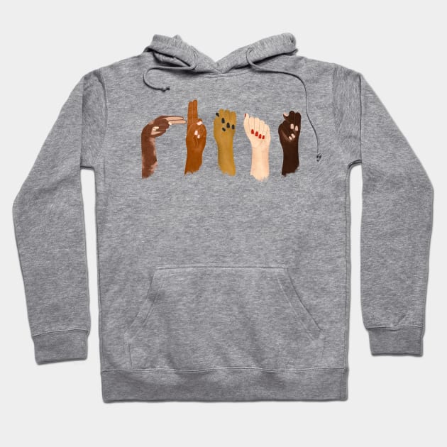 Human Hands Come in Many Colors Hoodie by Peggy Dean